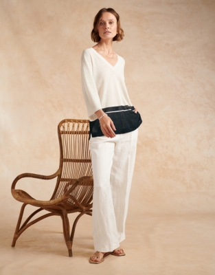 Linen rich 2024 wide leg trousers