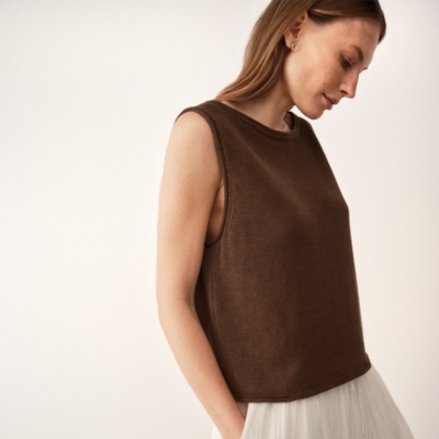 Linen Roll Edge Cropped Tank