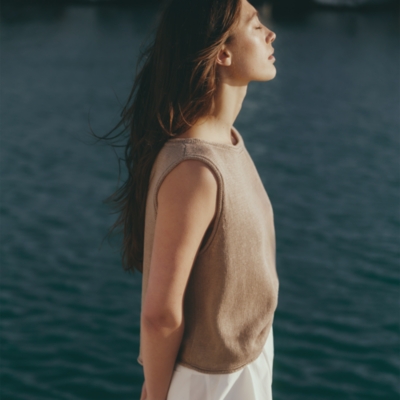 Linen Roll Edge Cropped Tank