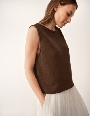 Linen Roll Edge Cropped Tank