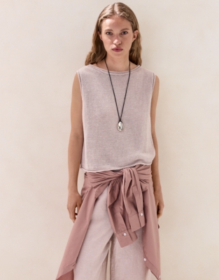 Linen Roll Edge Cropped Tank