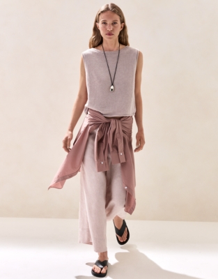 Linen Roll Edge Cropped Tank