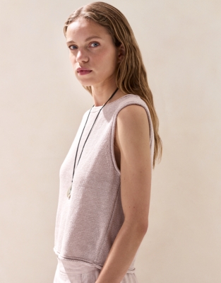 Linen Roll Edge Cropped Tank
