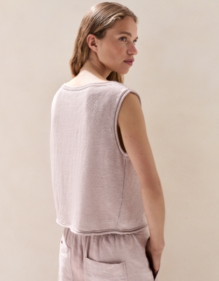 Linen Roll Edge Cropped Tank