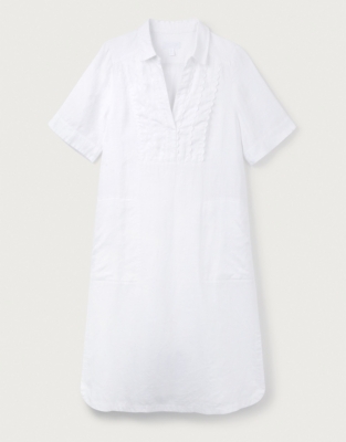 Linen Scallop Trim Shirt Dress All Clothing Sale The White Company US