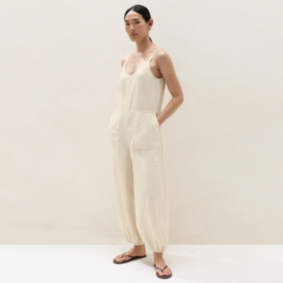 Linen Scoop Neck Elasticated Cuff Jumpsuit