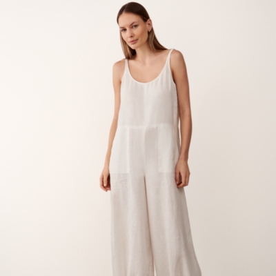Linen Scoop Neck Elasticated Cuff Jumpsuit