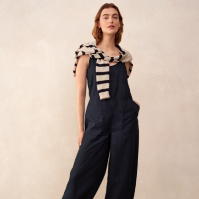 Linen Scoop Neck Elasticated Cuff Jumpsuit