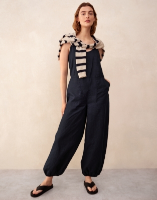 Linen Scoop Neck Elasticated Cuff Jumpsuit