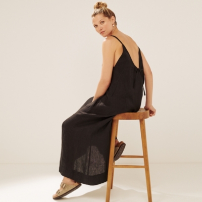 Linen Scoop Neck Maxi Dress