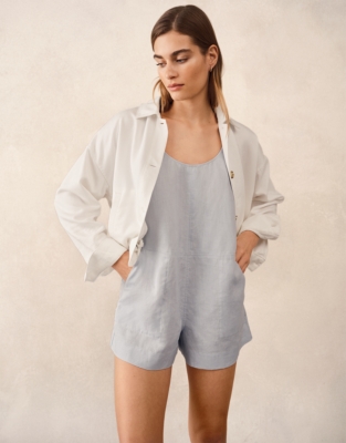 Linen Scoop Neck Playsuit