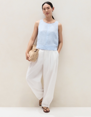 Linen Shell Top - Happy Blue