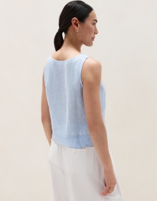Linen Shell Top - Happy Blue