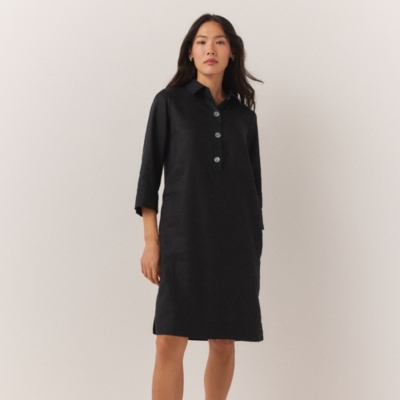 Linen Shirt Dress with Oversized Buttons