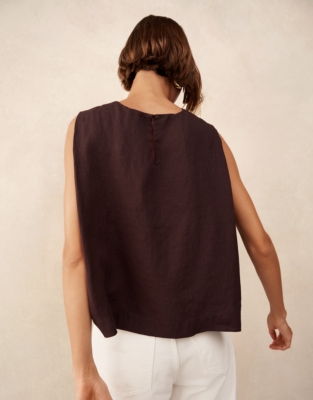 Linen Shoulder Detail Shell Top