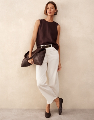 Linen Shoulder Detail Shell Top