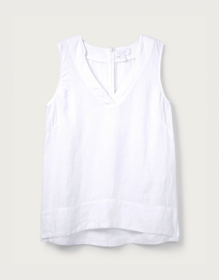 white linen sleeveless top