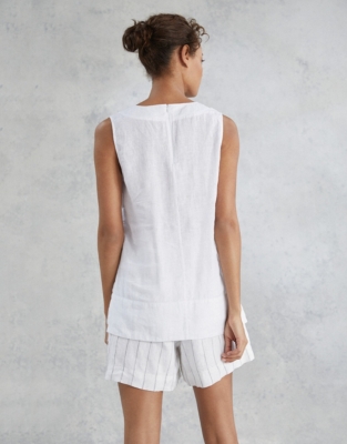 white linen sleeveless top