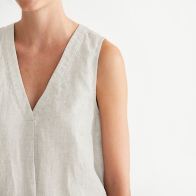 white linen sleeveless top