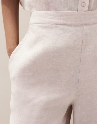 Linen Stitch Cropped Wide Leg Trousers