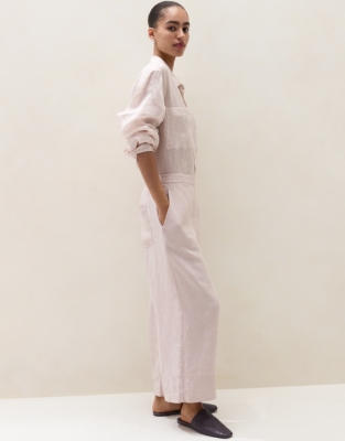 Linen Stitch Cropped Wide Leg Trousers