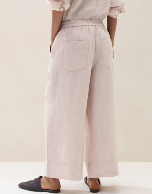 Linen Stitch Cropped Wide Leg Trousers