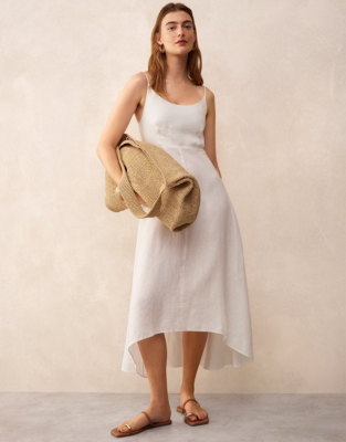 Linen Strappy Dress - Porcelain