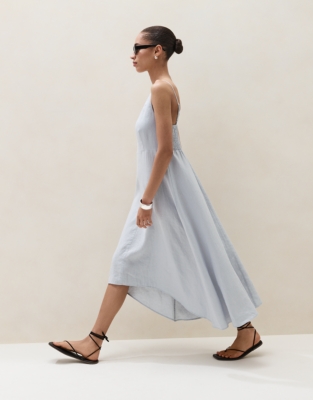 Linen Strappy Dress - Stormy Blue