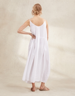 white linen strappy dress