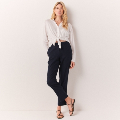 Linen Stretch Slim Leg Trousers