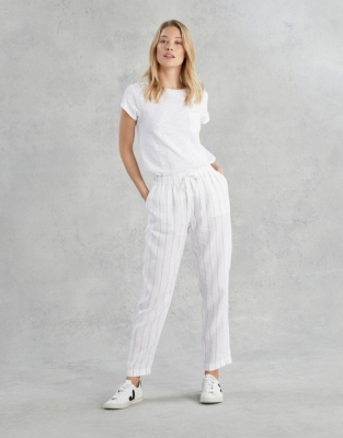 white linen beach pants