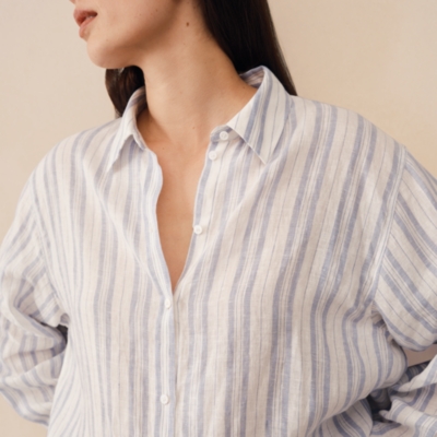 Linen Stripe Boyfriend Shirt