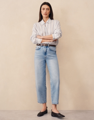 Linen Stripe Boyfriend Shirt