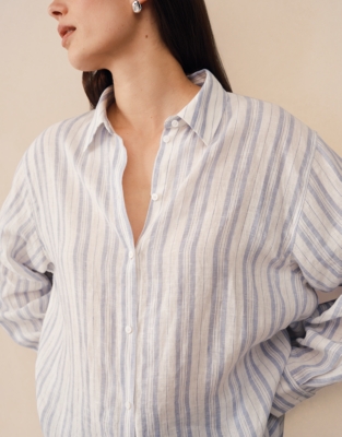 Linen Stripe Boyfriend Shirt
