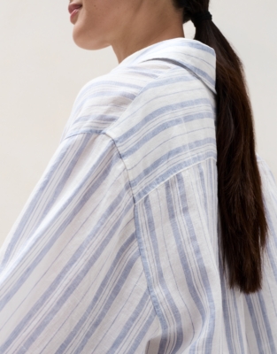 Linen Stripe Boyfriend Shirt