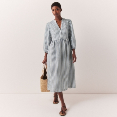 Wrap Dress White Company Dresses Linen Stripe Midi Dress Clothing