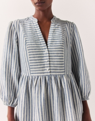 Linen Stripe Midi Dress