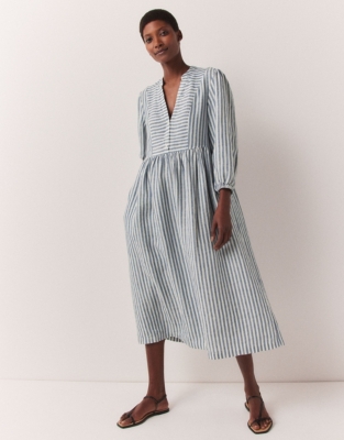 Linen Stripe Midi Dress