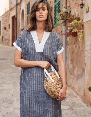 Linen Stripe T-shirt Dress