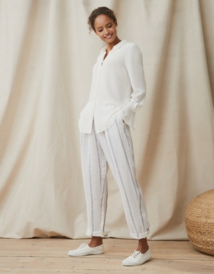 Linen hot sale striped trousers