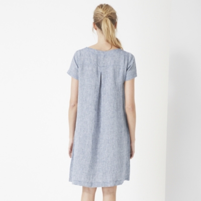white linen swing dress
