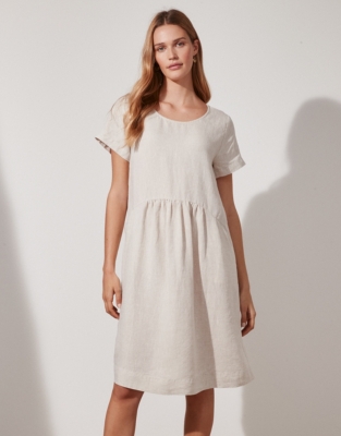 white linen t shirt dress