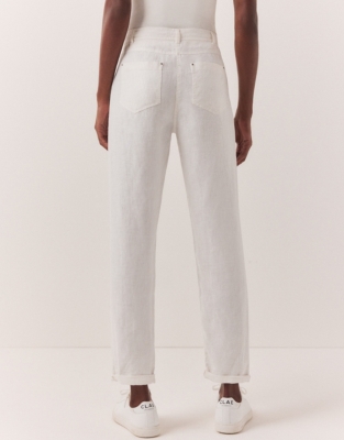  Linen Tapered Brompton Pants - White