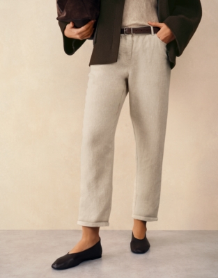 Linen Tapered Brompton Trousers - Flax
