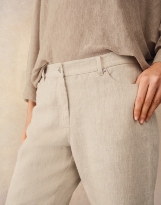 Linen Tapered Brompton Trousers - Flax