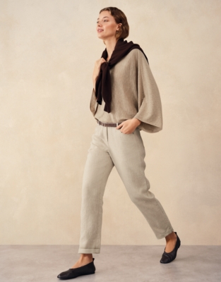 Linen Tapered Brompton Trousers - Flax