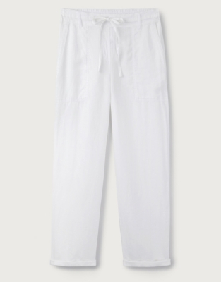 Linen Tapered Leg Pants - White