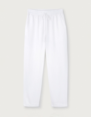 Linen Tapered Leg Pants - White