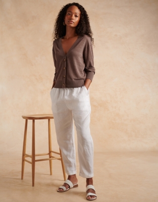 Linen Tapered Leg Trouser, Trousers & Leggings