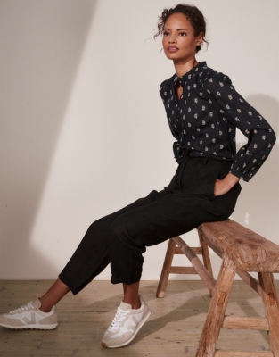 Linen Tapered Leg Trousers Linen Clothing The White Company UK